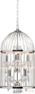 Pendant Lamp Cage Chandelier Chrome ?40cm