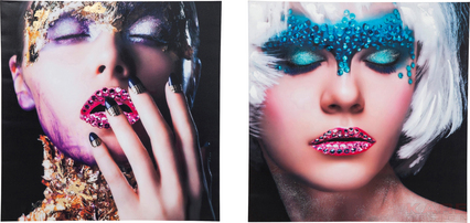 Oil Picture Glam Face Lady assorted 100x100cm