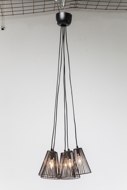Pendant Lamp Grid Black Quattro 5-lite