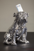 Money Box Sitting Bulldogge Silver 26cm