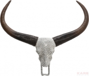 Deco Antler Bull Head Crystal Silver