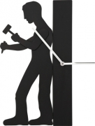 Wall Clock Working Man Black