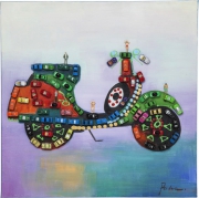 Oil Painting Inside Little Cars 60x60cm