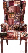 Wing Chair Patchwork Brown Velvet